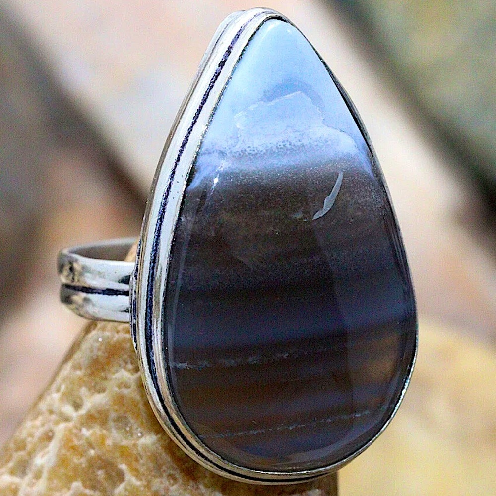 Handmade Sterling Silver Owhyee Blue Ethic Ring